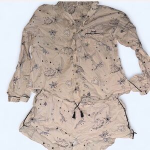 Pink Star and Cloud Print Pajama Set